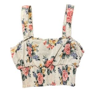 FOREVER 21 floral cropped tank with ruching